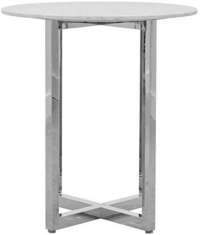 Modus Furniture Amalfi Carrara Marble Top 32" Round Bar Table with Chrome Base -0