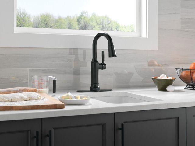 Delta Renaldi® Matte Black Touch2O® Technology  Bar/Prep Faucet with Touchless Technology-1