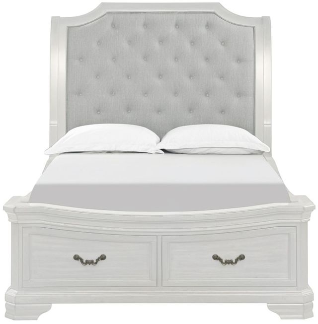 New Classic® Home Furnishings Lyndhurst Vintage White California King Panel Storage Bed-2
