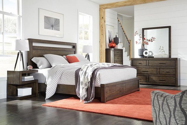 aspenhome® Modern Loft Brownstone California King Panel Bed-1