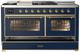 Ilve® Majestic III 60" Midnight Blue Pro Style Dual Fuel Liquid Propane Range with French Top and Brass Trim-2