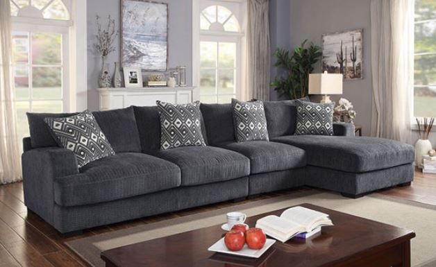 Furniture of America® Kaylee 3-Piece Gray L-Shaped Right-Arm Facing Pullout Sleeper Sectional and Chaise-0