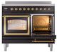 Ilve® Nostalgie II Noblesse 40'' Glossy Black Pro Style Induction Range with Brass Trim-4