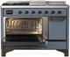 Ilve® Majestic III 48" Blue Gray Pro Style Dual Fuel Liquid Propane Range with 5 Black Brass Burners and Burnished Trim-2