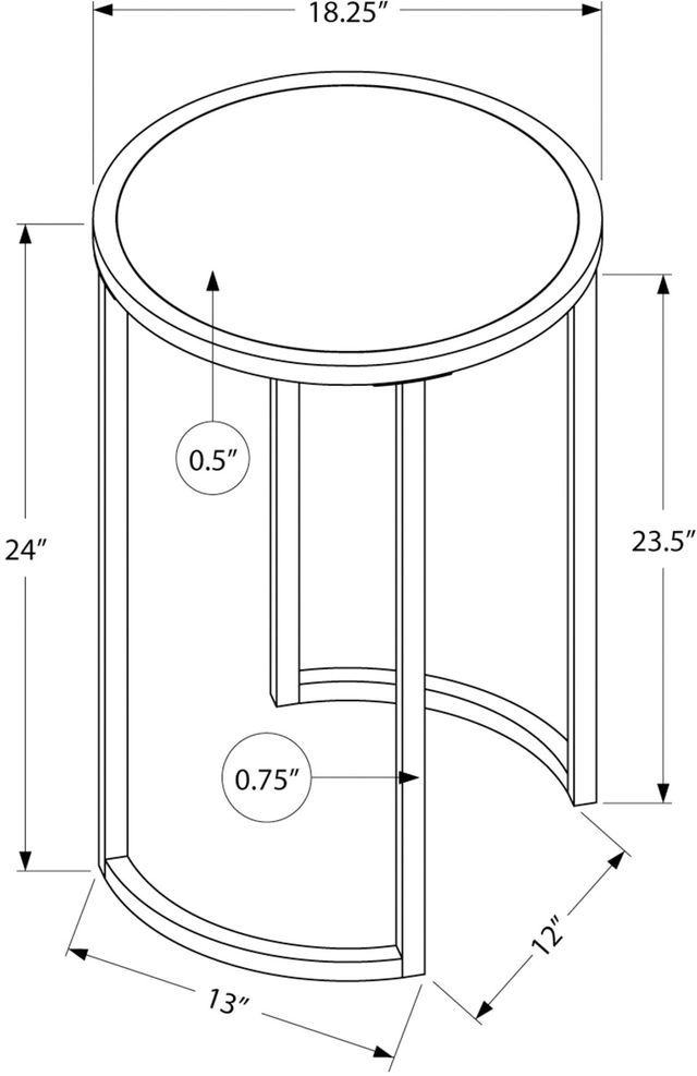 Monarch Specialties Inc. 24"H White Marble Look Accent Table with Silver Metal Base-2