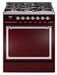 Ilve® Nostalgie II Noblesse 30'' Burgundy Pro Style Dual Fuel Range with Chrome Trim-0