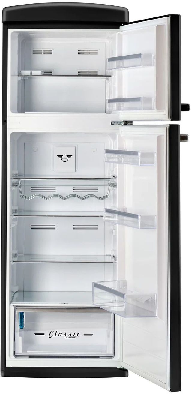 Unique® Appliances Classic Retro 24" 11 Cu. Ft. Matte Black Counter Depth Top Freezer Refrigerator-1