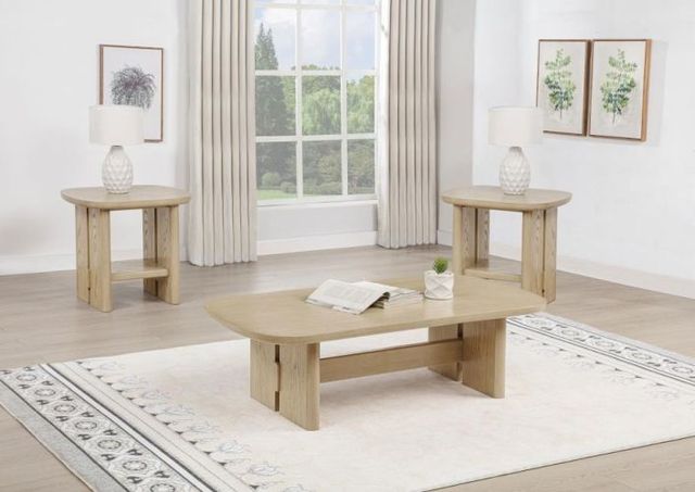 Coaster® Kailani 3-Piece Beige Oak Coffee and End Table Set-1