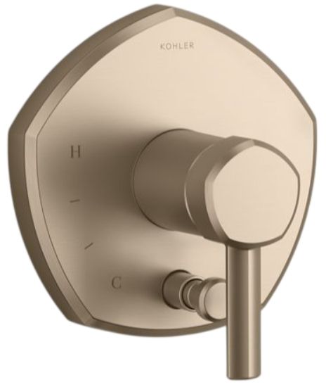 KOHLER® Occasion® Rite-Temp® Vibrant Brushed Bronze Valve Trim with Push-Button Diverter and Lever Handle-0