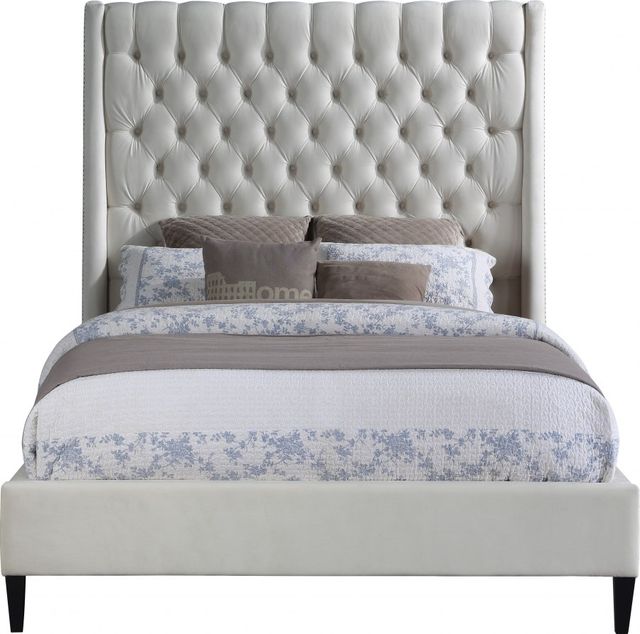 Meridian Furniture Fritz Cream Queen Upholstered Panel Bed-1