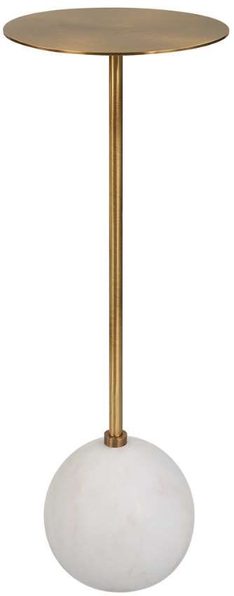 Uttermost® Gimlet Brass Drink Table with White Base-0