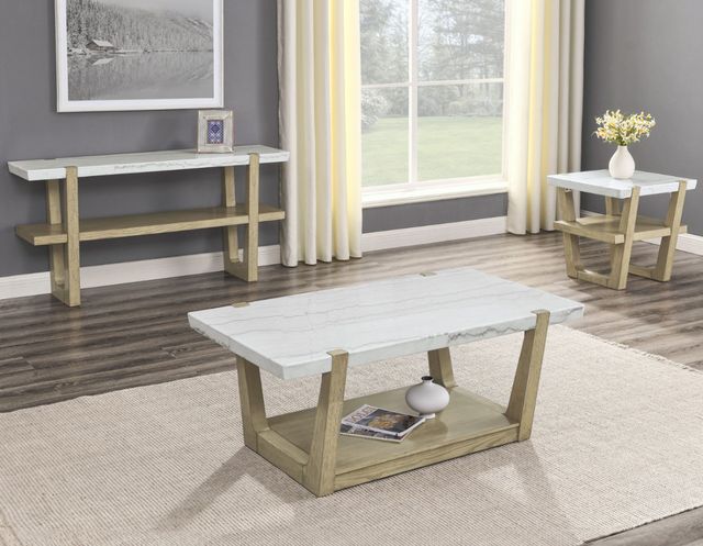 Steve Silver Co. Perth White Sofa Table with Sand Base-2