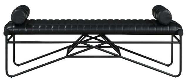 Meridian Furniture Gatsby Black/Matte Black Vegan Leather Bench-1