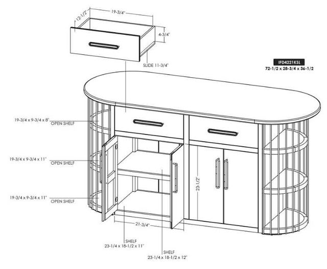 International Furniture Direct Balam Stained Brown Kitchen Island-2