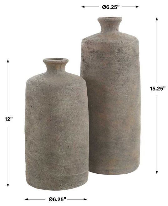 Uttermost® Terrene 2-Piece Stone-like Clay Vases-3