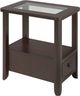 Brassex Inc. Glass Top Accent Table with Dark Cherry Base-0