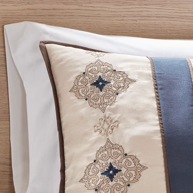 Olliix by Madison Park 7 Piece Navy California King Donovan Jacquard Comforter Set-4