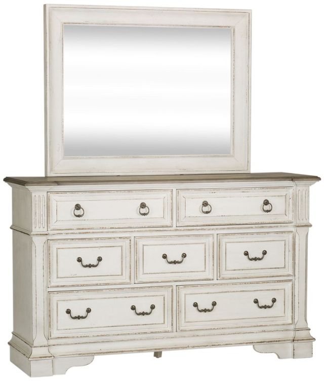 Liberty Furniture Abbey Park 4-Piece Antique White/Weathered Brown Queen Panel Bedroom Set-3
