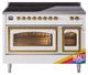 Ilve® Nostalgie II Noblesse 48'' Custom RAL Color Pro Style Induction Range with Brass Trim-0