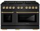 ZLINE Autograph Edition Paramount 48" Black Stainless Steel/Champagne Bronze Helix Handle Freestanding Double Oven Gas Range with 8 Burner Cooktop-0