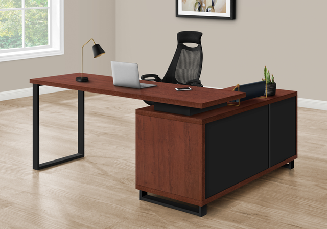 Monarch Specialties Inc. Black/Cherry L Shaped Computer Desk-3