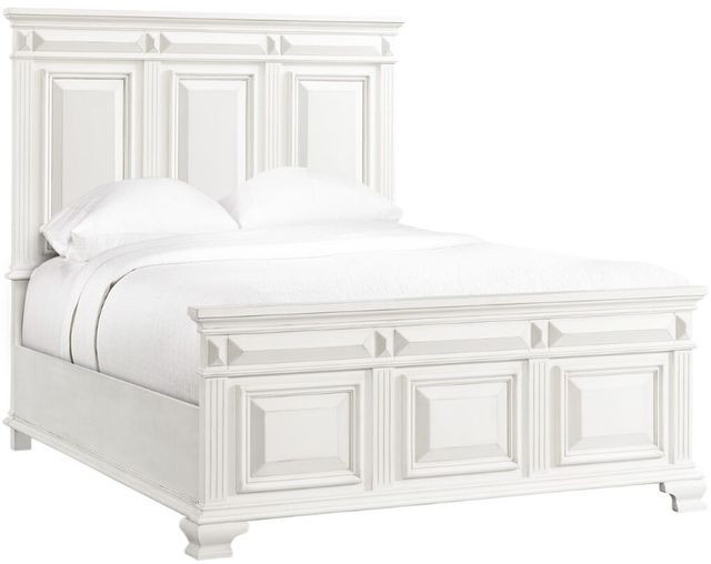 Elements International Calloway Antique White Queen Panel Bed-0