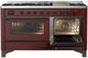 Ilve® Majestic III 60" Burgundy Pro Style Dual Fuel Liquid Propane Range with Triple Glass Door and Burnished Trim-3