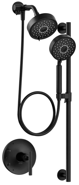KOHLER® Purist® Matte Black 2.5 GPM Showering Kit-0