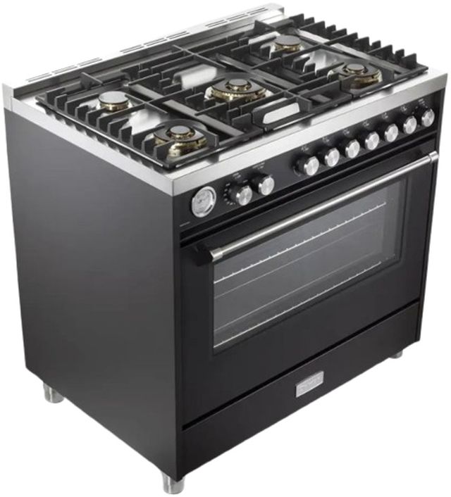 Verona® Ultima 36" Matte Black Pro Style Gas Range-3