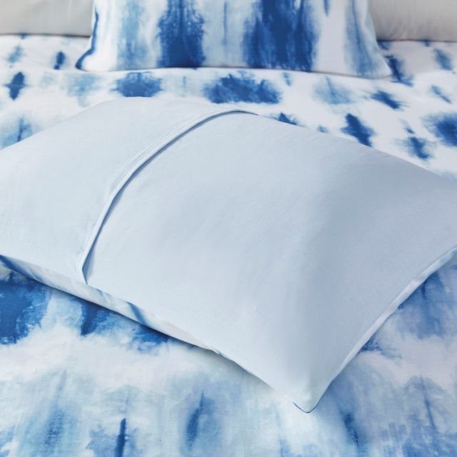 Olliix by CosmoLiving Tie Dye Cotton Printed Blue King/California King Comforter Set-1