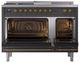 Ilve® Nostalgie II Noblesse 48'' Graphite Matte Pro Style Dual Fuel Range with Brass Trim-1