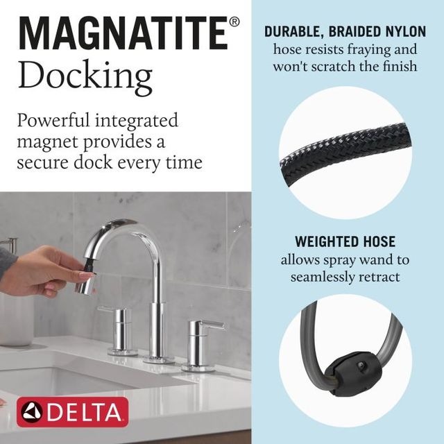 Delta Nicoli® Chrome 2-Handle Widespread Pull-Down Bathroom Faucet-2