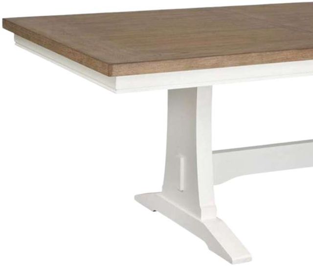 Magnussen Home® Kingston Cerused Nutmeg Trestle Dining Table with Whisper White Base-4