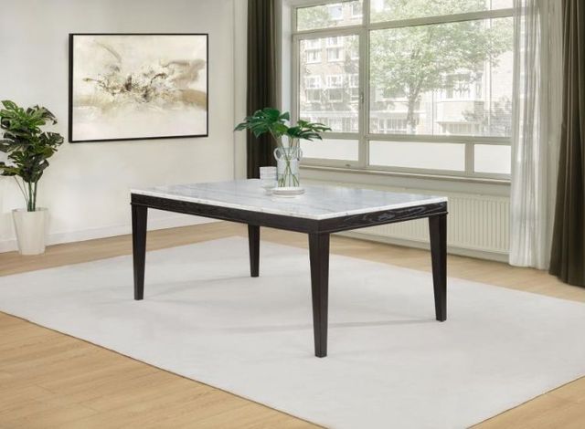 Coaster® Averill White Marble Top Dining Table with Coffee Bean Base-1