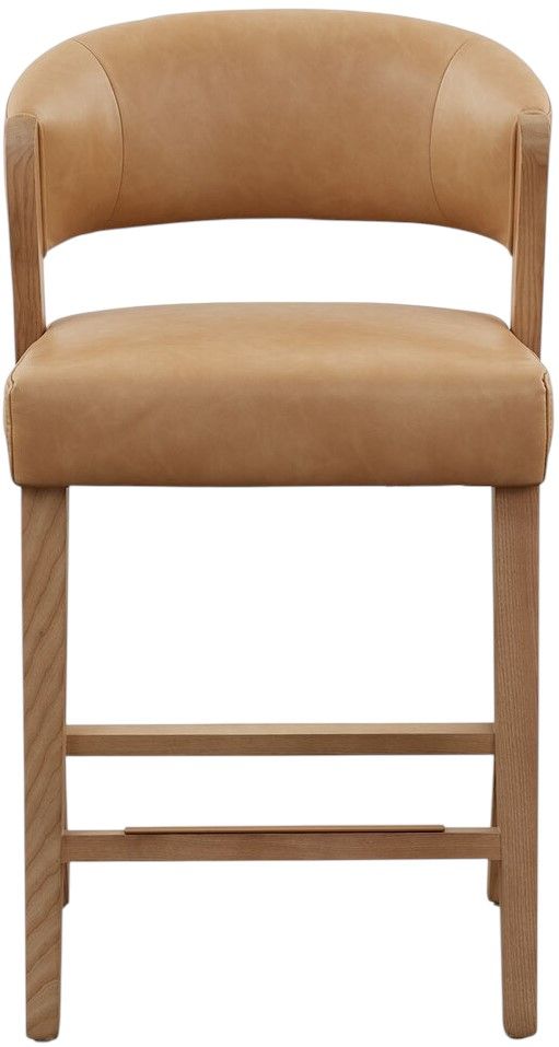 Bassett® Furniture Asher Tan Upholstered Faux Leather Counter Stool-1