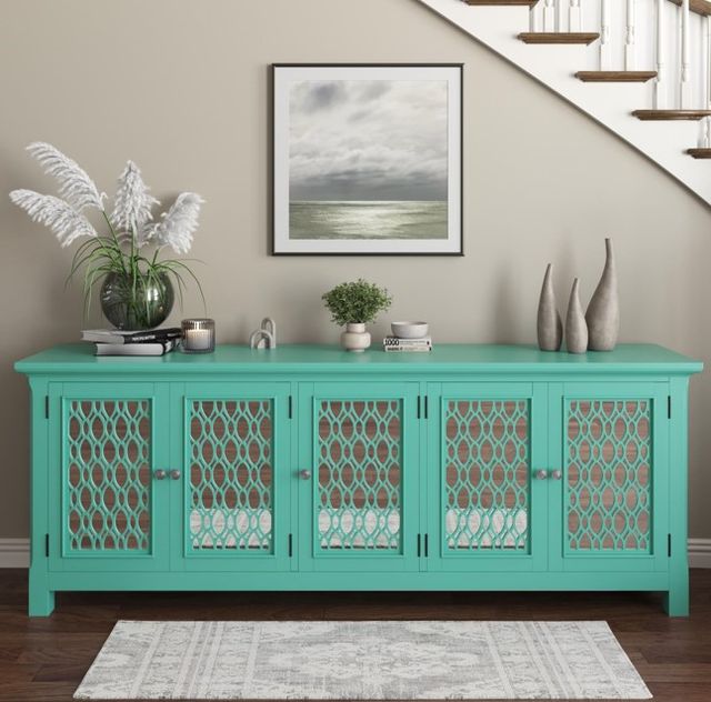 Jofran Inc. Isabella Aqua 86" Mirrored Accent Cabinet-1