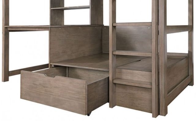 Furniture of America® Callistus Warm Gray Twin Workstation Loft Bed-1