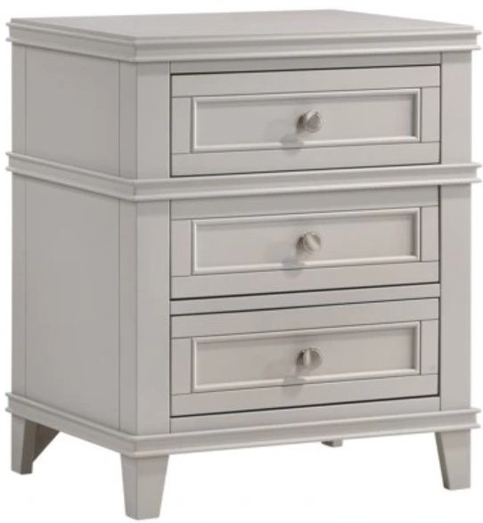 Bernards Nova II Gray 3-Drawer Nightstand with USB-0