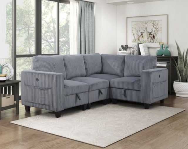 Homelegance® Walterboro 4-Piece Dark Gray L-Shape Sectional-1