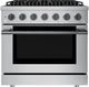 Hauslane HausPro Range 36" Stainless Steel Pro-Style Gas Range with Black Stainless Steel Knobs-0