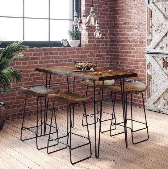 Jofran Inc. Nature's Edge Chestnut 52" Counter Dining Table with Black Base-1