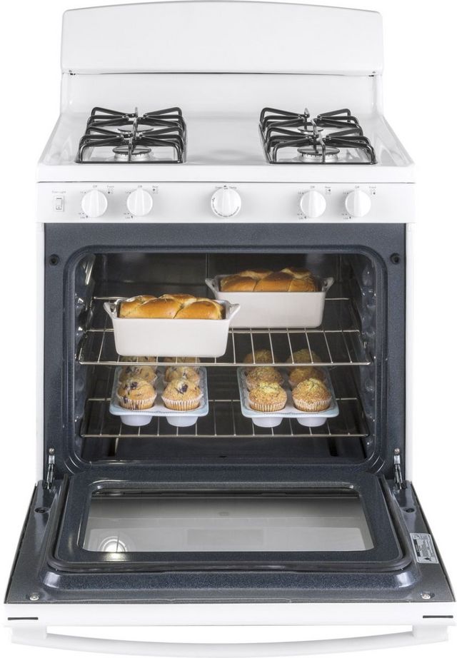 GE® 30" White Freestanding Gas Range-2