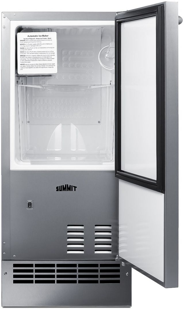 Summit® 15" 25 lb. Stainless Steel Outdoor Ice Maker-1