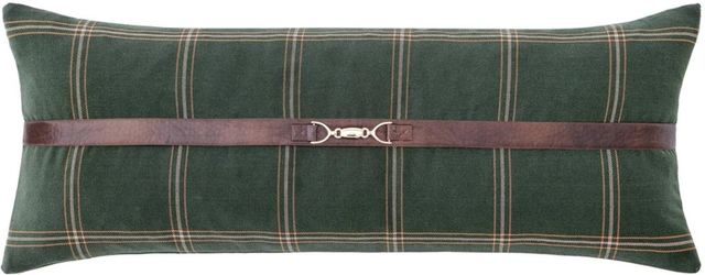 HiEnd Accents Windowpane Buckle Golden Yellow/Hunter Green Lumbar Pillow-0