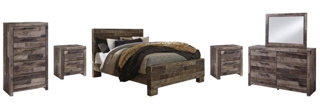 Benchcraft® Derekson 6-Piece Multi Gray Queen Panel Bed Set-0