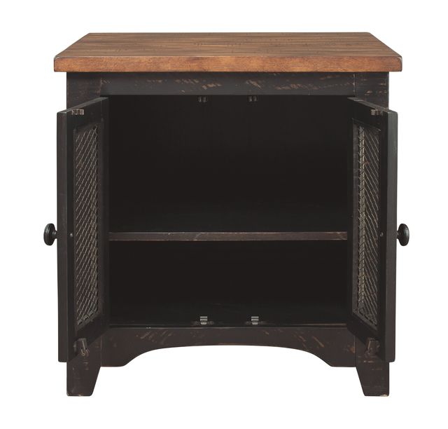 Signature Design by Ashley® Valebeck Light Brown End Table with Rustic Black Base -2