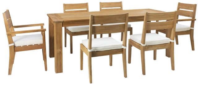 Linon Cannon 7-Piece Natural Wooden Outdoor Dinig Set-0