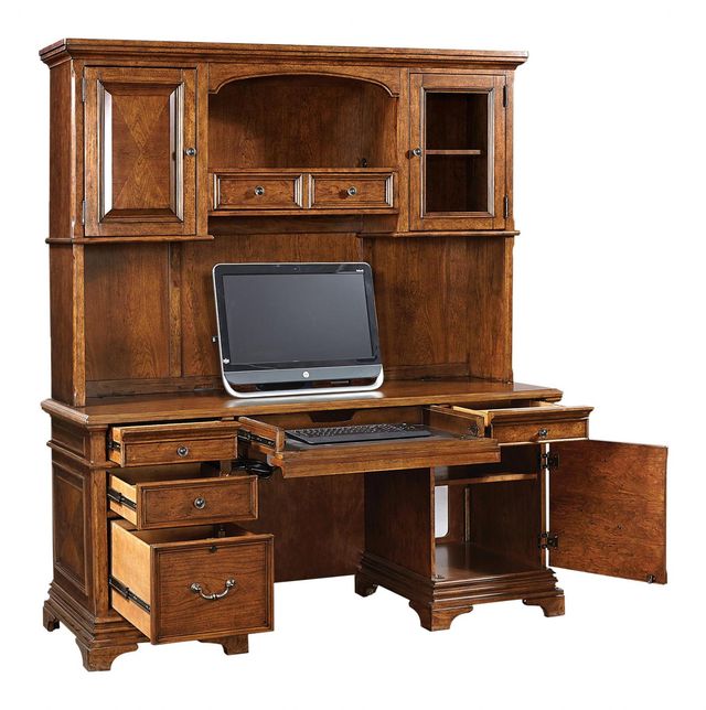 aspenhome® Hawthorne 2-Piece Carmel Brown 66" Desk-1