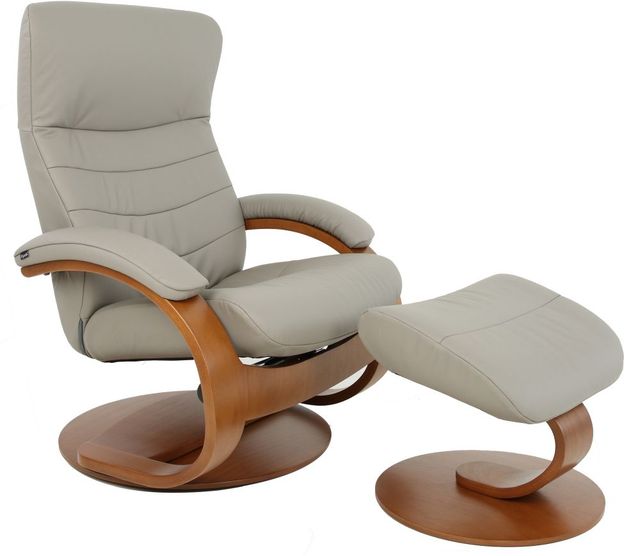 Fjords® Classic Comfort Trandal "C-Base" Fog Large Swivel Recliner with Footstool-0