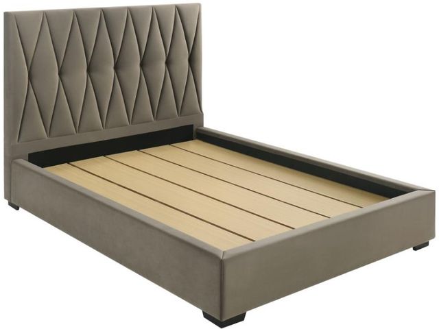 Coaster® Delsea Light Brown Queen Upholstered Platform Panel Bed-1